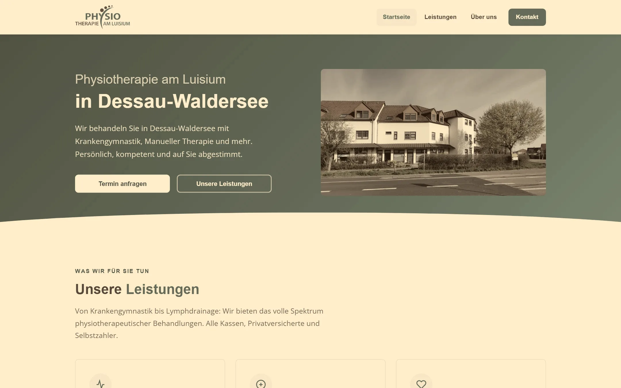 Startseite physiotherapie-am-luisium.de auf dem Desktop