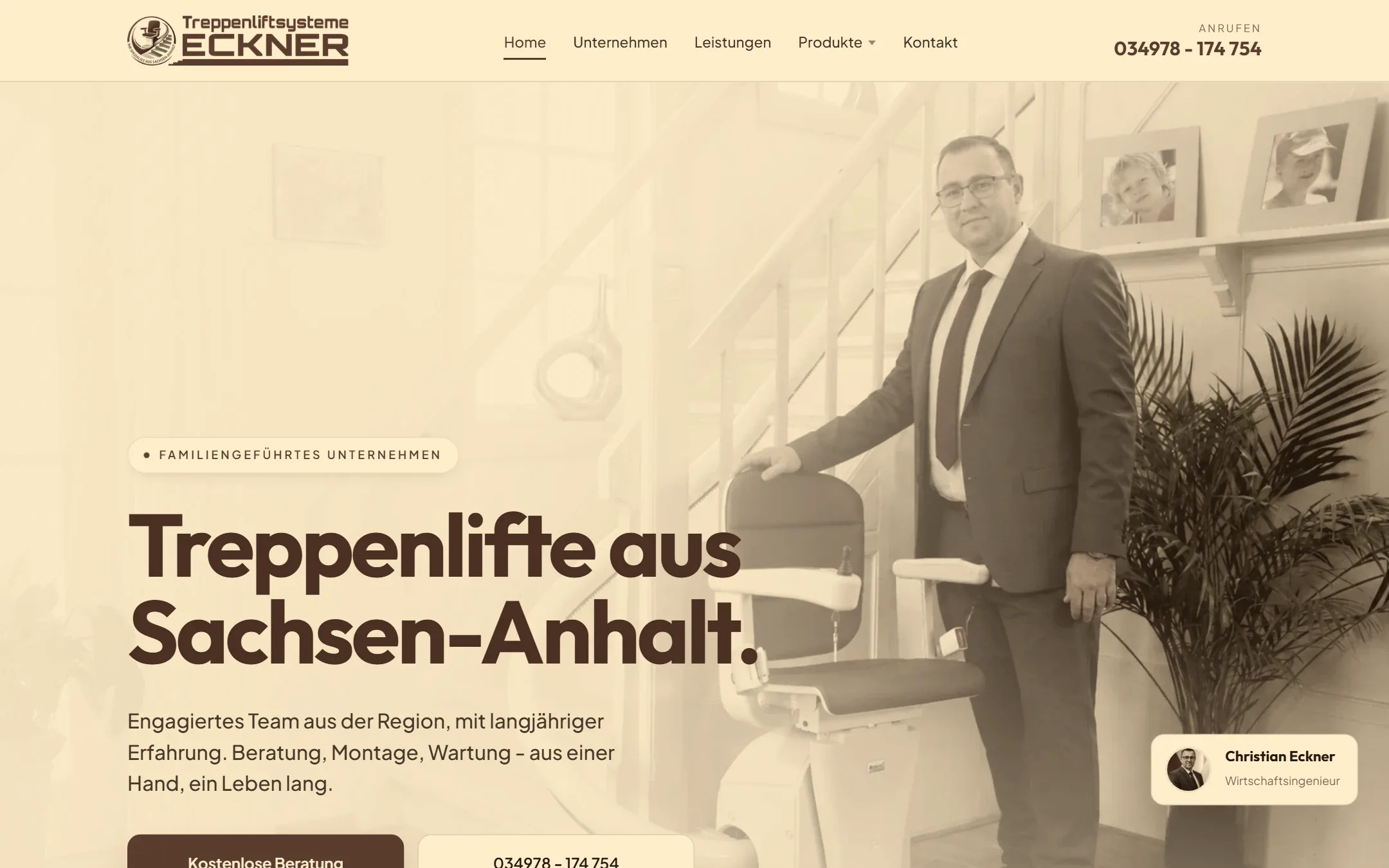 Startseite treppenliftsysteme-eckner.de auf dem Desktop