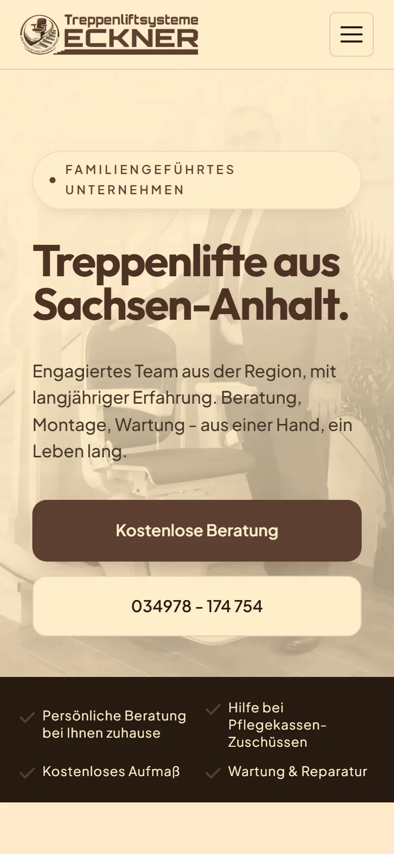 Startseite treppenliftsysteme-eckner.de auf dem Smartphone